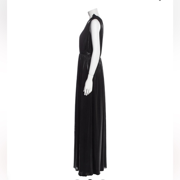 Retrofete Andrea Shiny Black One Shoulder Gown Slit, Size S (NWT), prom, maxi - Picture 5 of 7